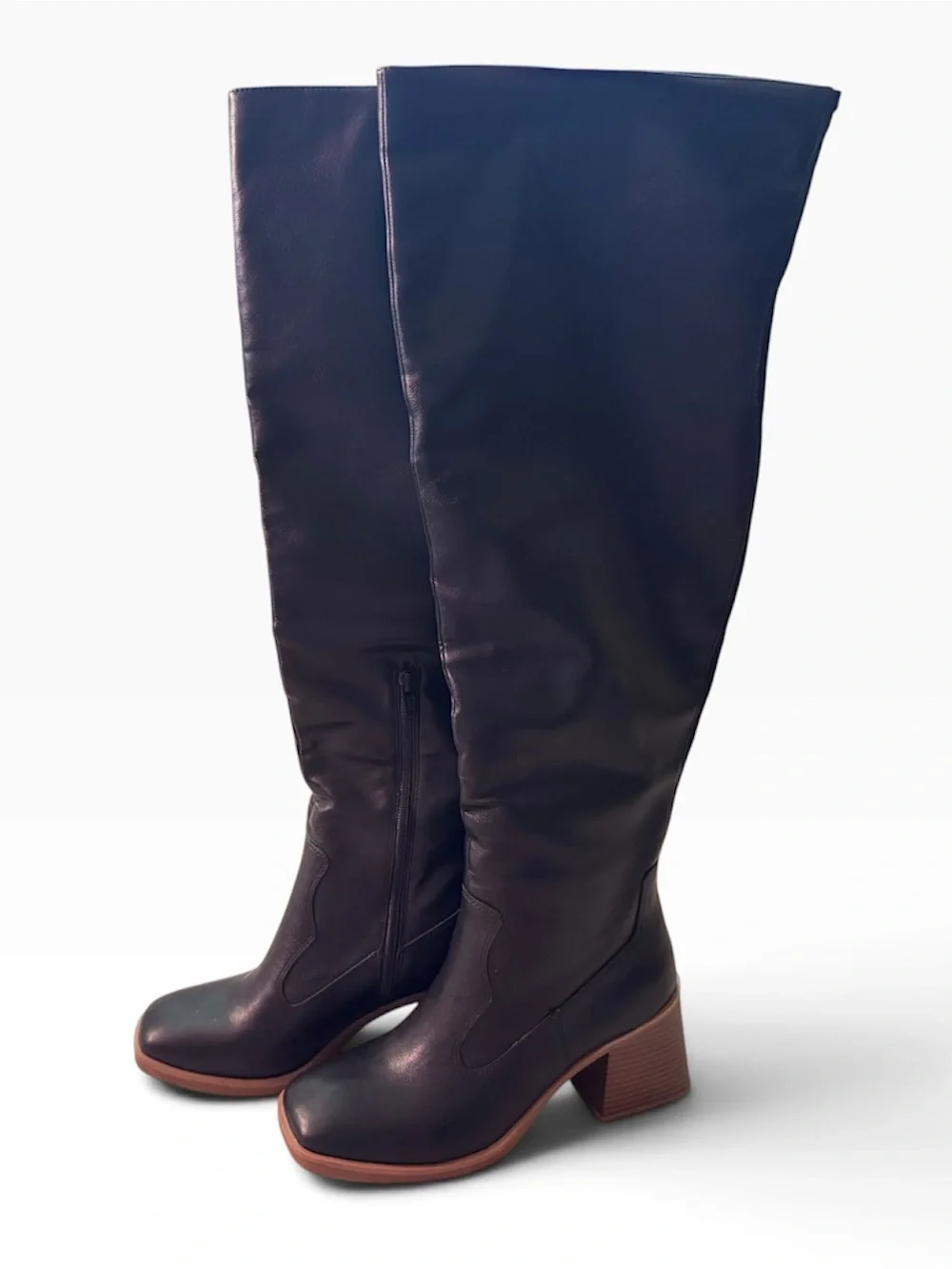 Black Over The Knee Block Heel Tall Boots Sun & Stone Size 8